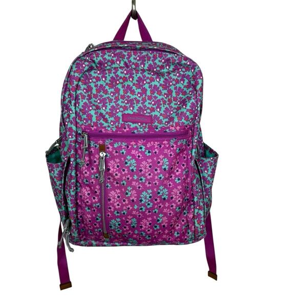 VERA BRADLEY Lighten Up Backpack Ditsy Dot Floral Pink Teal School Travel main image 15